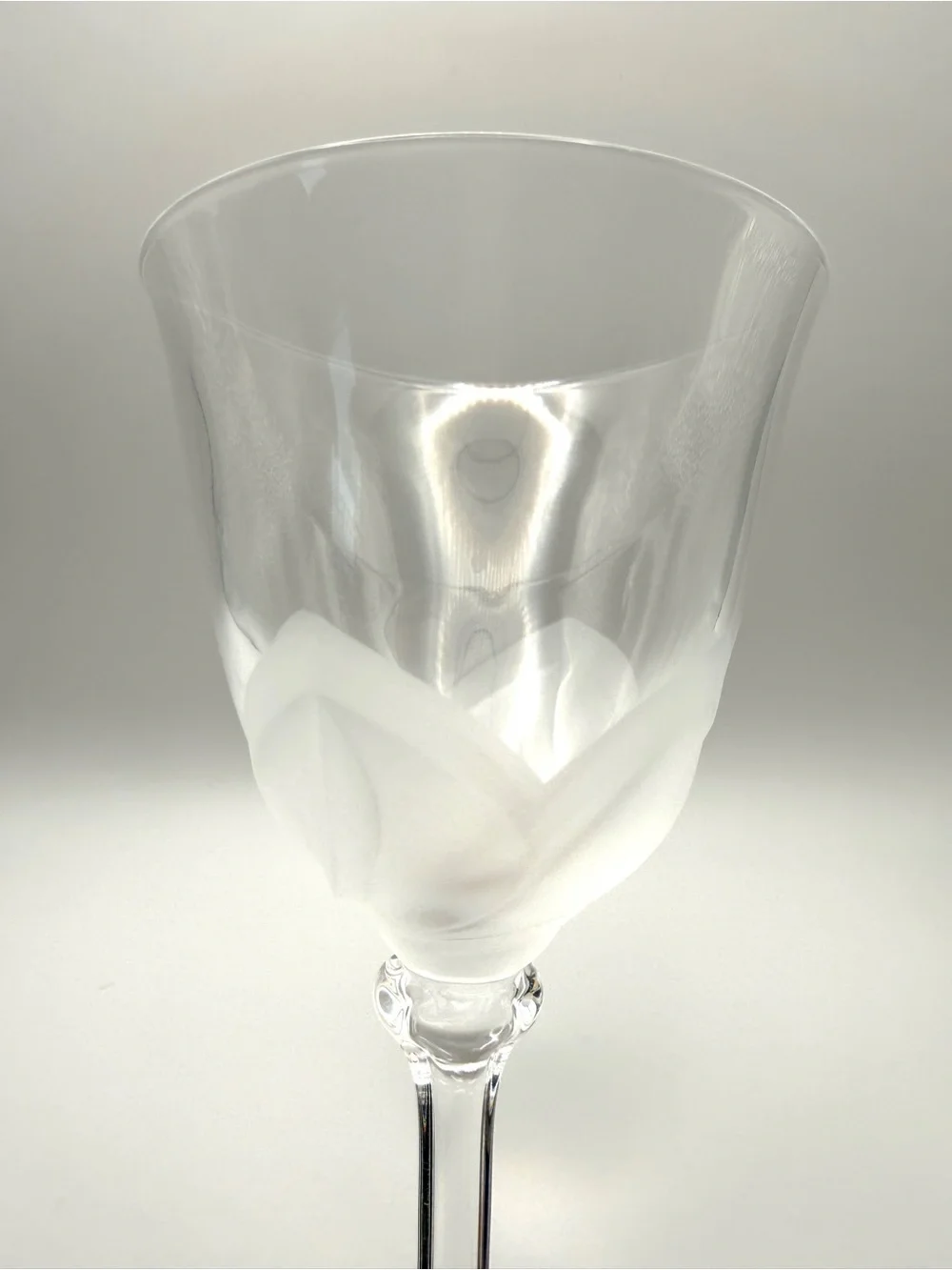 Set of 6 Cristal D'Arques JG Durand Florence Frosted Petals Wine Goblet Glasses